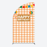 Aperturee - Aperturee Chessboard Pattern Kite Happy Birthday Half Moon Arch Backdrop